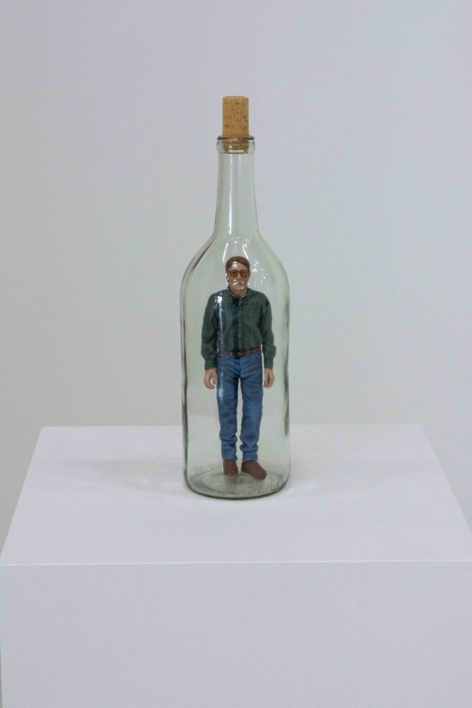 Charles Ray, sculpture, self portrait in a bottle.