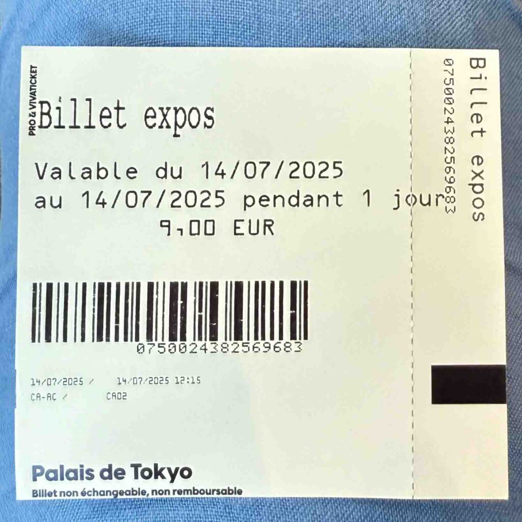 The ticket stub for the exhinition